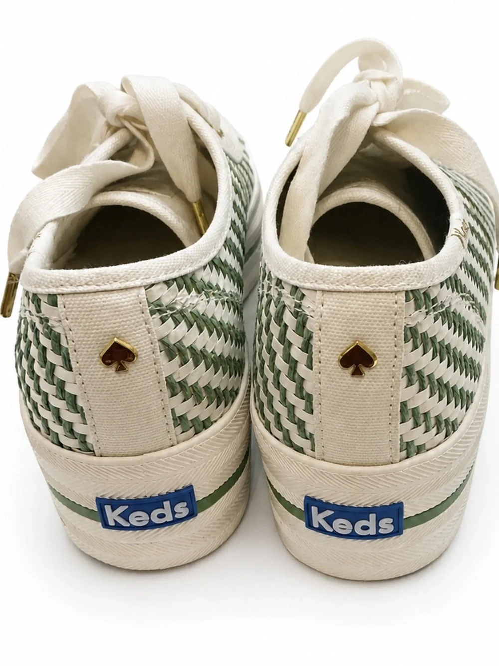 Kate Spade NY × Keds Green White Triple Up Multi-Woven Platform Sneakers 6.5